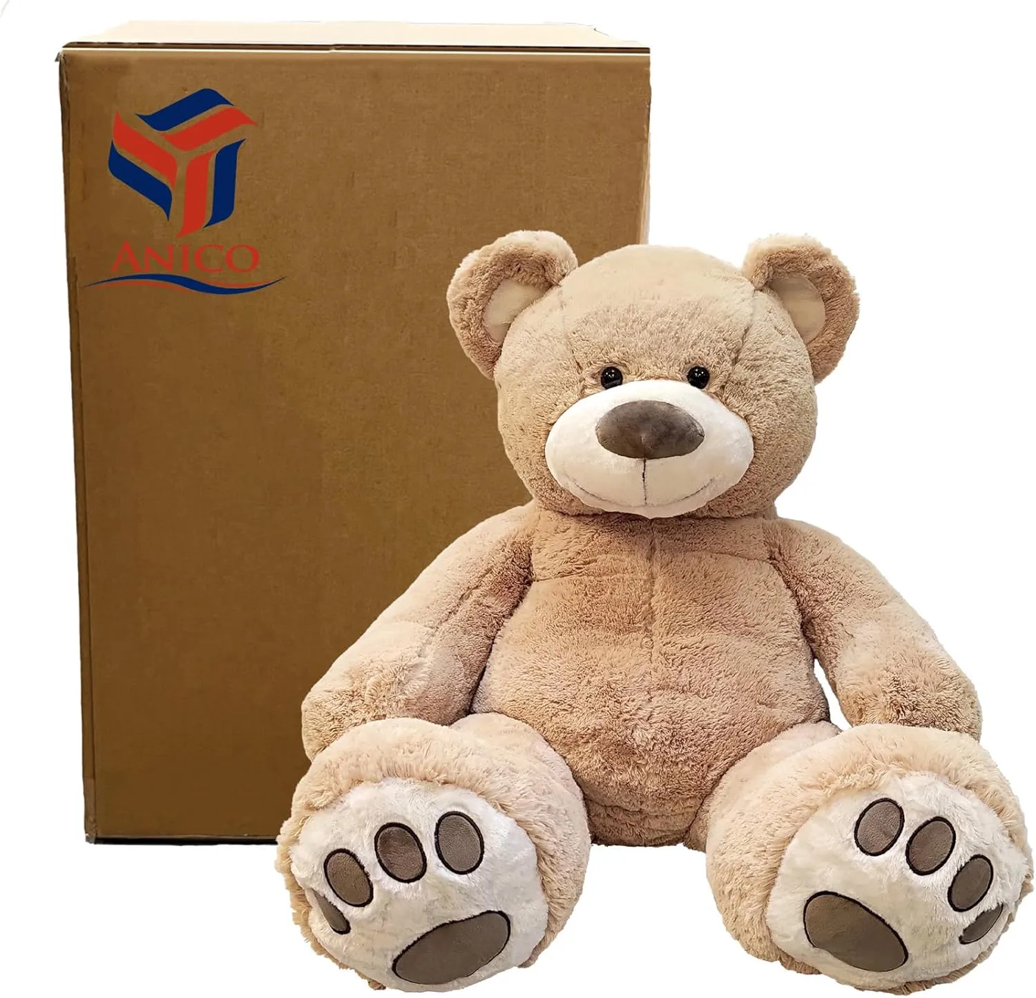 Anico 59" Tall (5 Foot) Giant Plush Bear, Stuffed Animal, Beige Teddy Bear with Smiling Face. Premium Stuffed Toy Teddy Bear, Perfect for Girlfriend, Kids, Valentine's Day, Christmas!