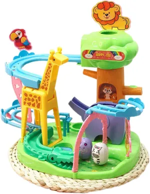 Animal Zoo Race Tumbler Sliding Track Zoo Slide Adventure Tumbler Playset Toddler Zoo Toy A