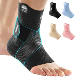 Ankle Brace Compression Support with Removable Fishnet Strap, 3D Knit Plantar Fasciitis Relief Achilles Tendonitis Brace, Ankle Compression Sleeve for Pain Relief & Injury Healing, Black/L