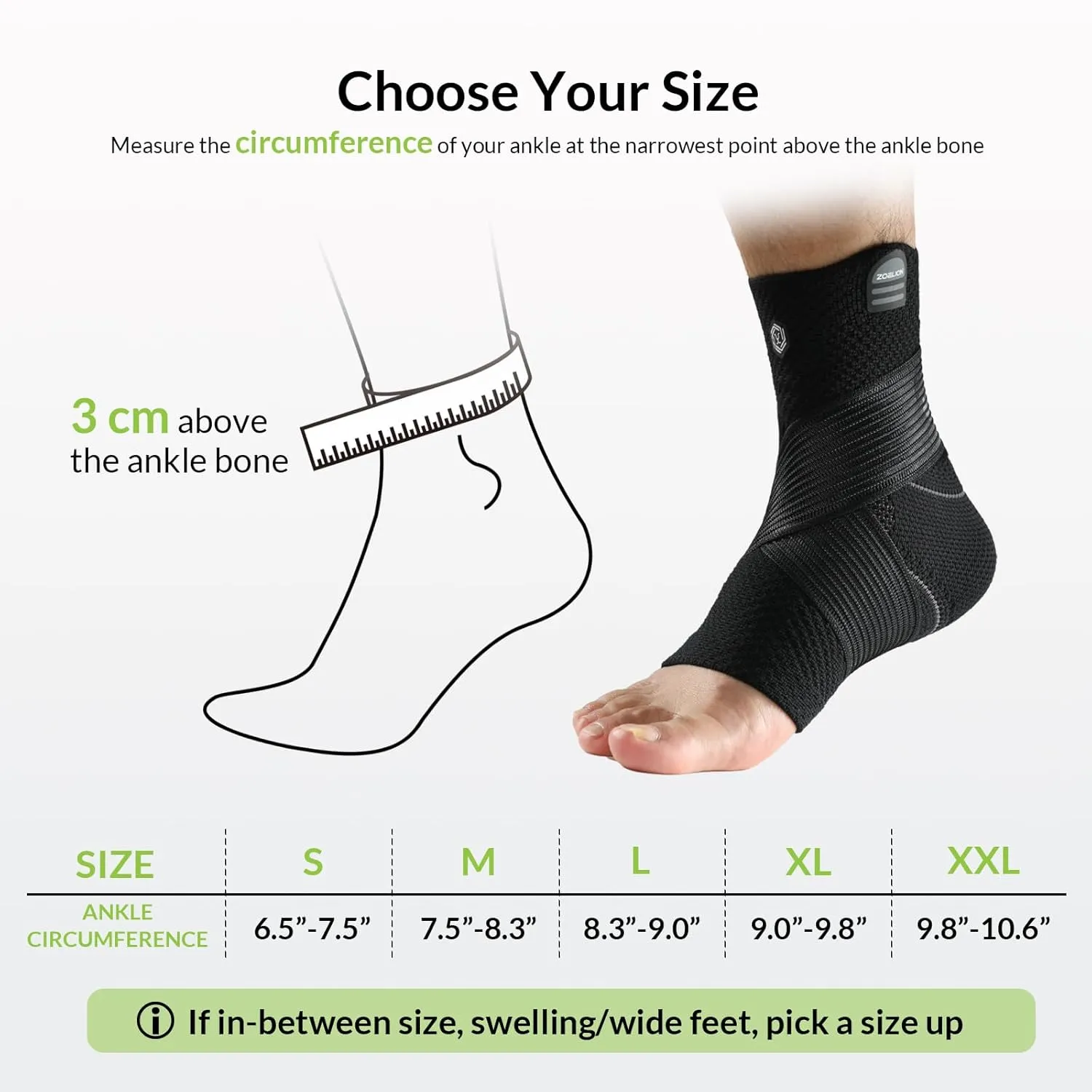 Ankle Brace Compression Support with Removable Fishnet Strap, 3D Knit Plantar Fasciitis Relief Achilles Tendonitis Brace, Ankle Compression Sleeve for Pain Relief & Injury Healing, Black/L