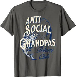 Anti Social Grandpas Fishing Club Fishing Bass Father's Day T-Shirt