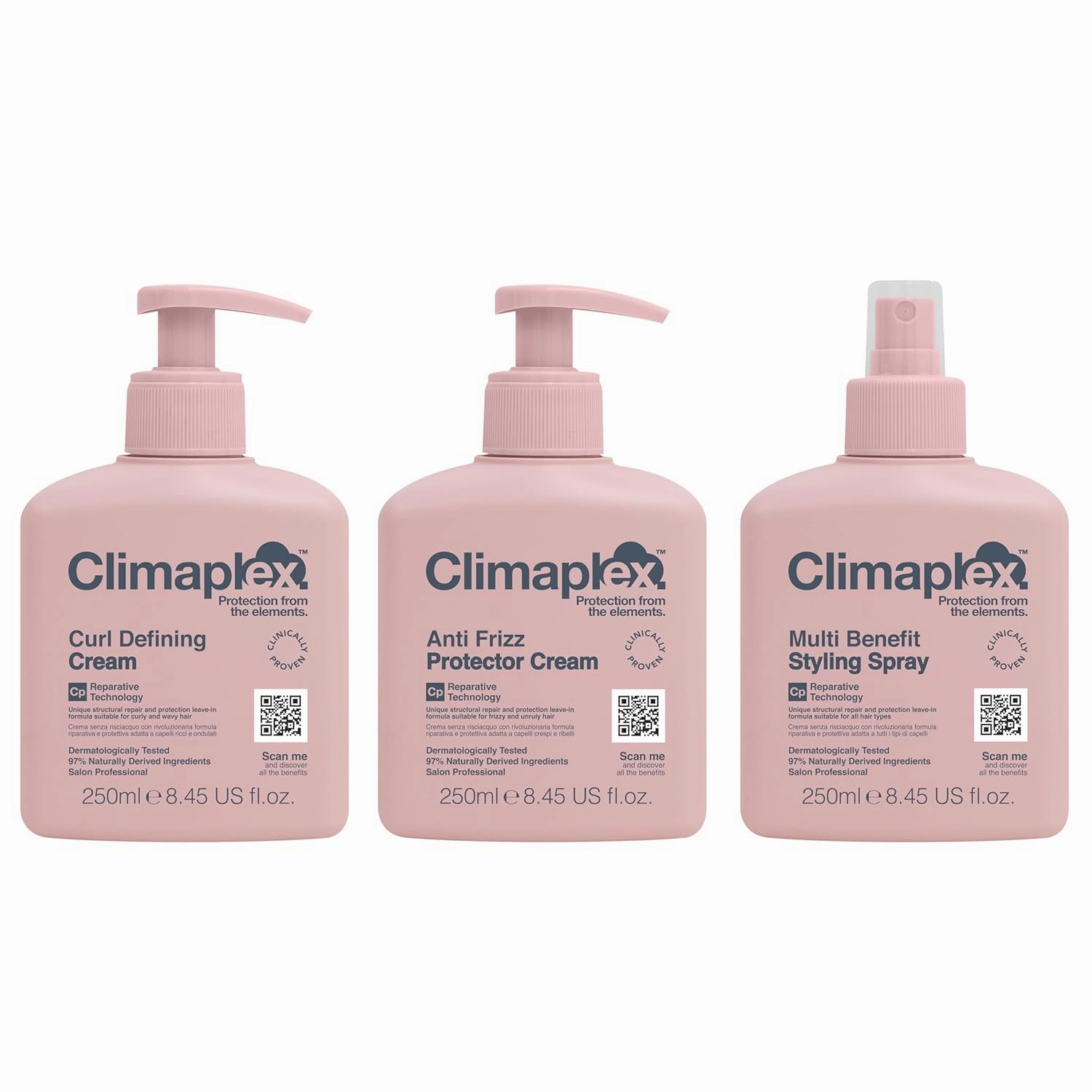 Anti Frizz Protector Cream, Multi Benefit Styling Spray, Curl Defining Cream Set - Shields from Heat, UV Damage - Silky Smooth Hair - 3 pcs