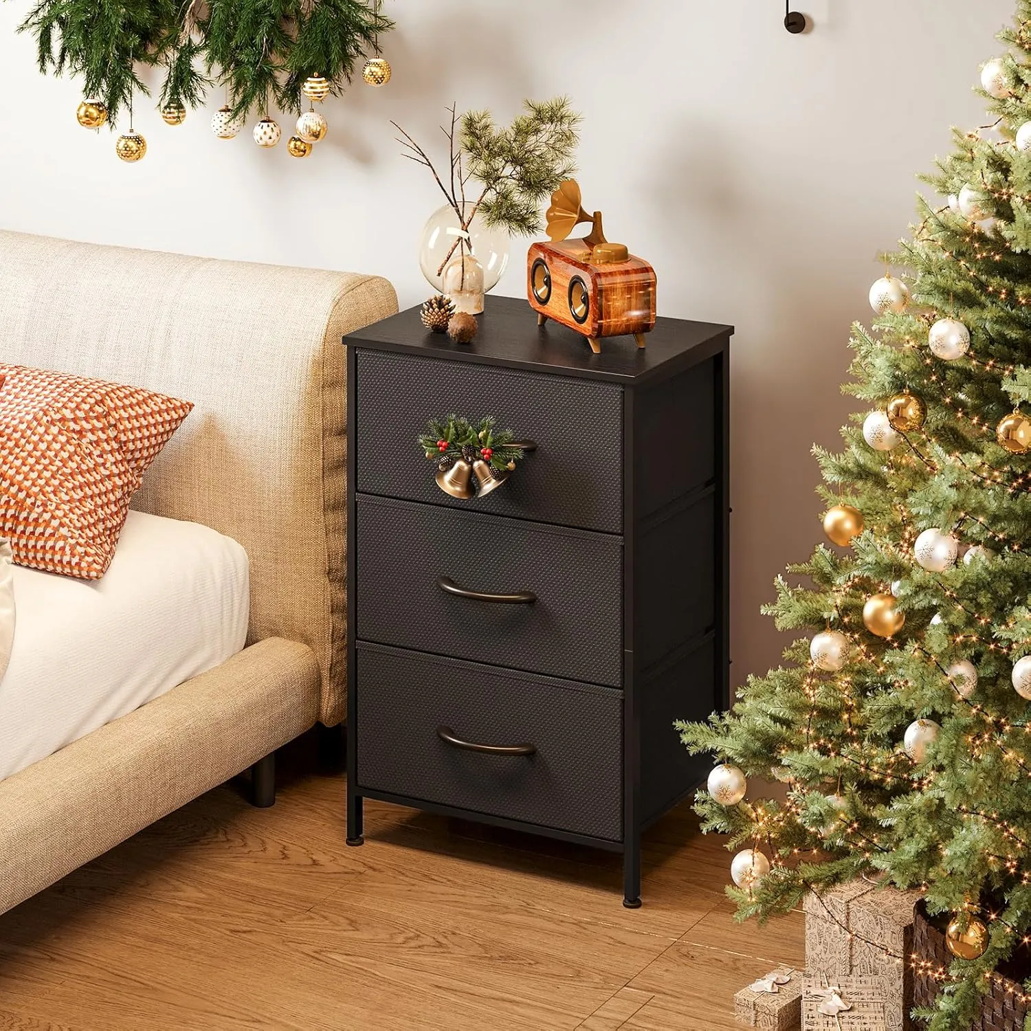 AODK Dresser for Bedroom Nightstand Small Dressers Chest of Drawers End Table for Living Room, Closet Dresser with 3 Storage Drawers Organizer Clothes, Dark Grey