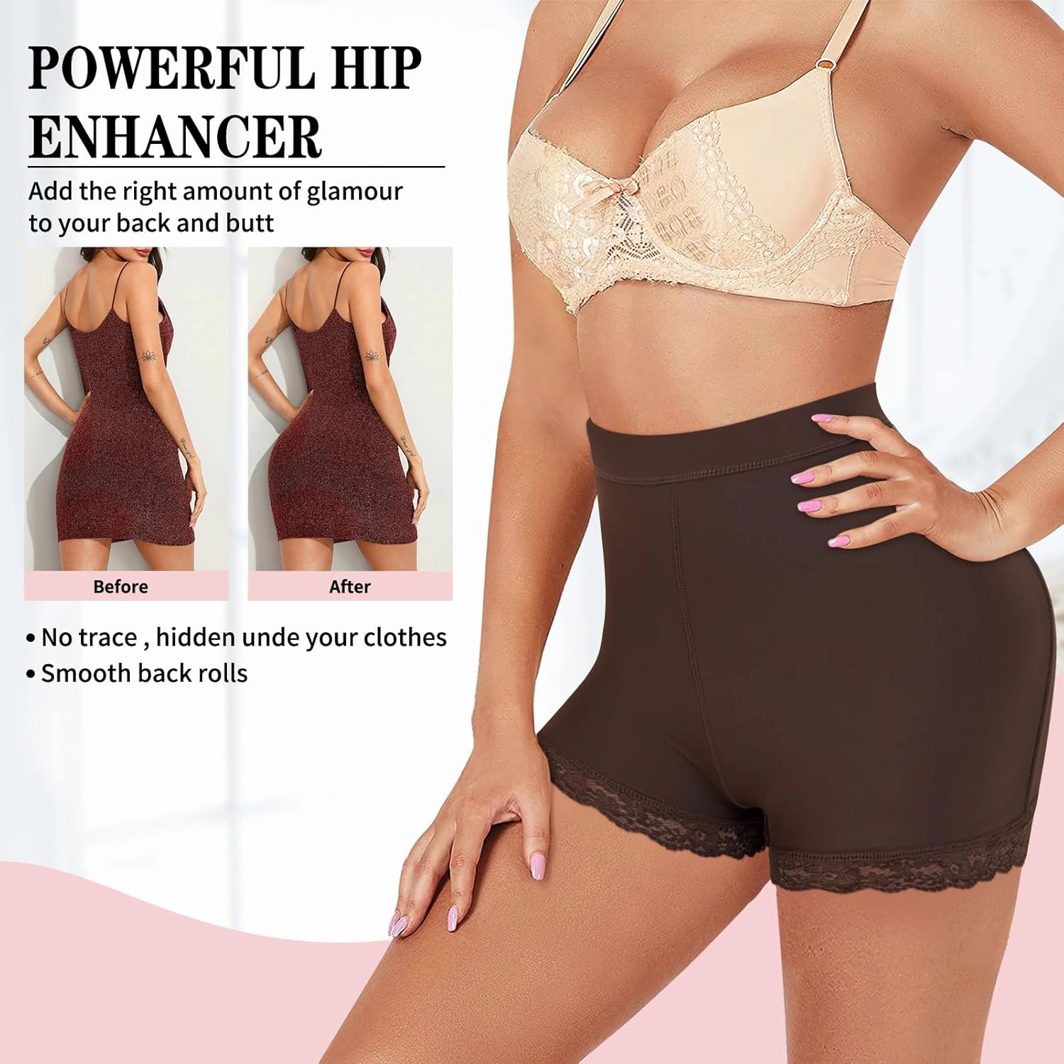 AOSBOEI Women Butt Lifter Panties Padded Shapewear Hip Enhancer Pads Shorts Seamless Underwear Tummy Control Boyshorts