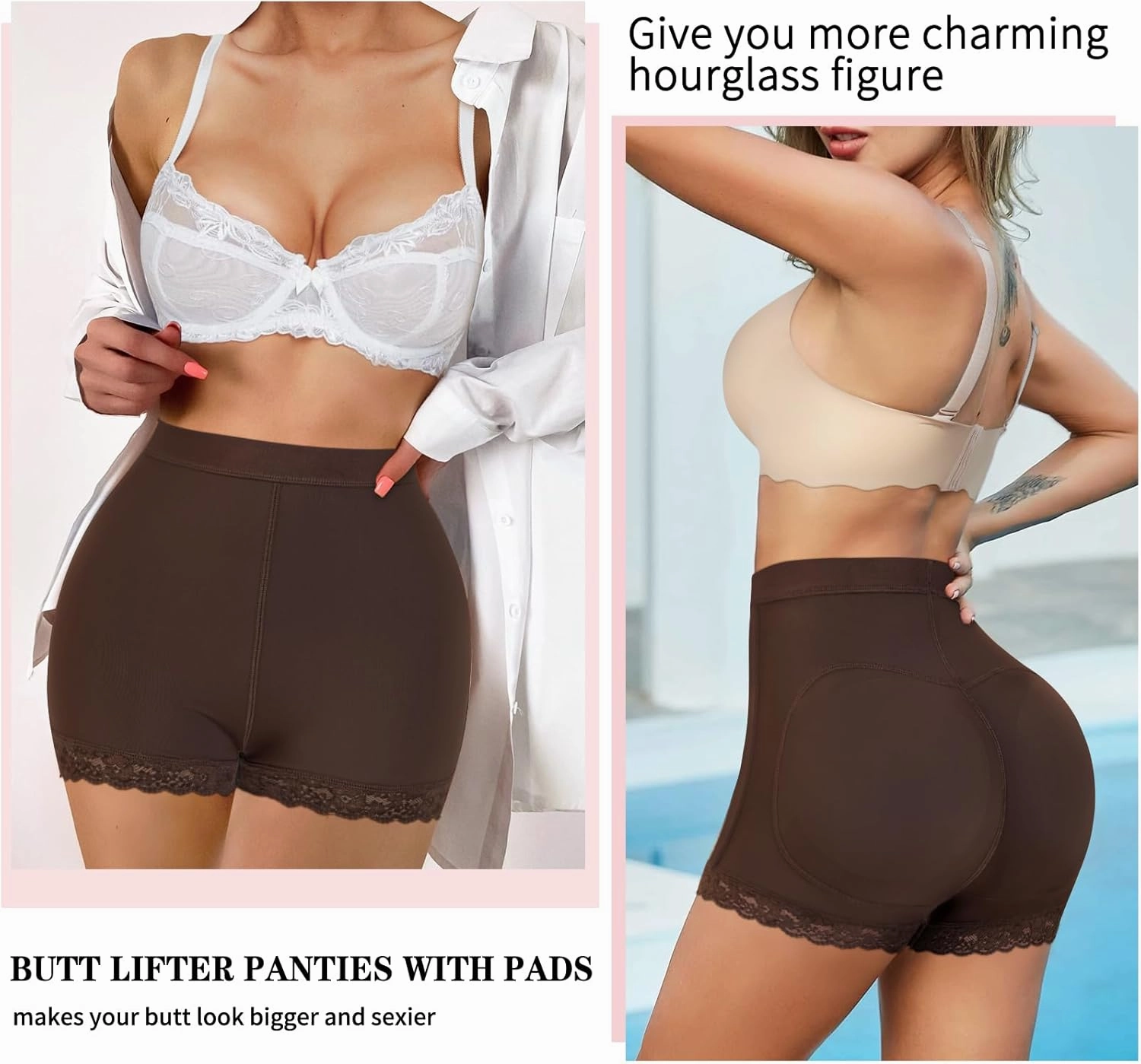 AOSBOEI Women Butt Lifter Panties Padded Shapewear Hip Enhancer Pads Shorts Seamless Underwear Tummy Control Boyshorts