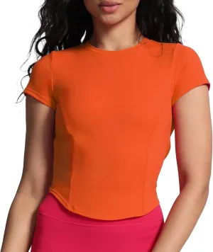 Aoxjox Women's Short Sleeve T-Shirts GEO Baby Tee Workout Gym Yoga Crop Top