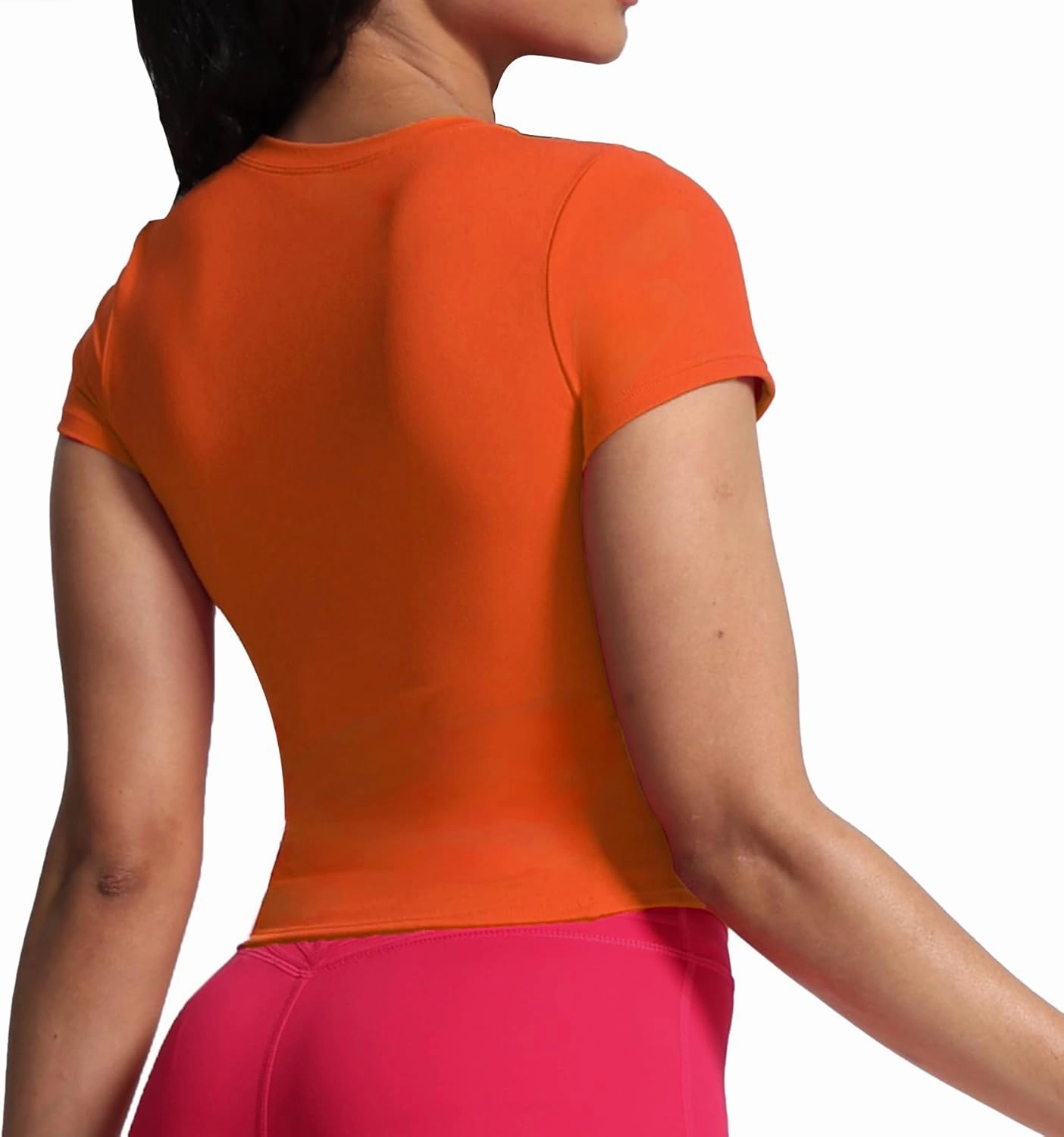 Aoxjox Women's Short Sleeve T-Shirts GEO Baby Tee Workout Gym Yoga Crop Top