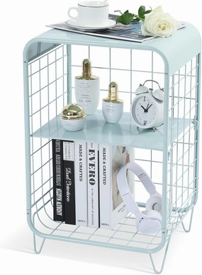 APEXCHASER Cute Nightstand,Metal Side Table,3 Tier End Table with Storage,Vintage Bedside Table,Girls Bedroom Furniture,Coffee Table for Living Room,Bedroom,Dorm,Mint Green