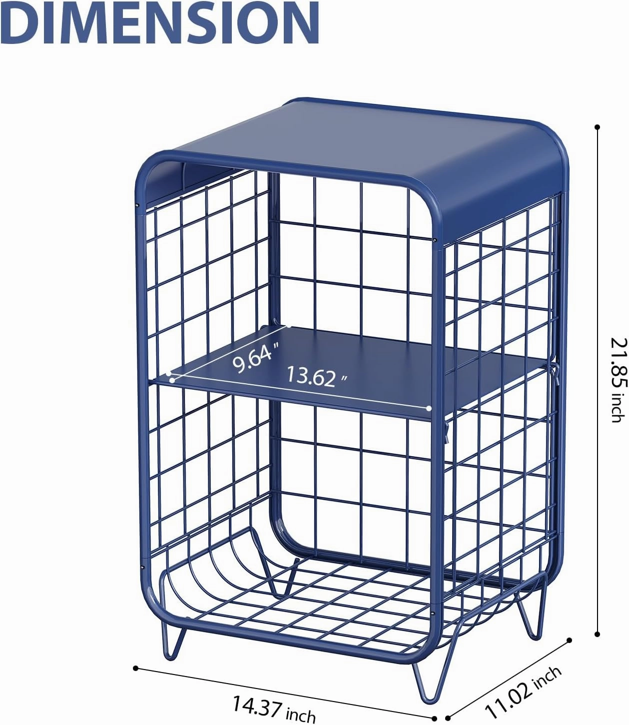 APEXCHASER Cute Nightstand,Metal Side Table,3-Tier Modern End Table with Storage Shelf, Unique Side Tables, Cute Coffee Table for Living Room, Small Table for Bedroom,Navy Blue