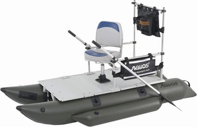 AQUOS Heavy-Duty for One Series 8.8plus ft Inflatable Pontoon Boat with Stainless Steel Guard Bar and Folding Seat for One Person Fishing Aluminum Floor Board