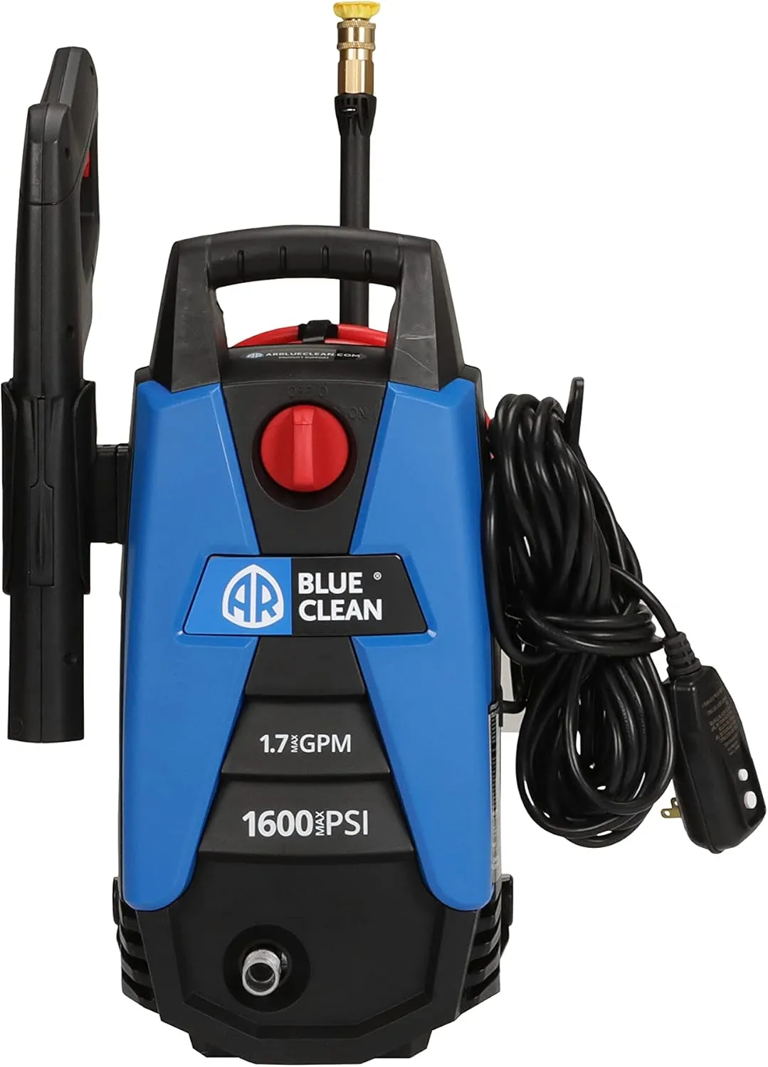 AR Blue Clean BC111HS Electric Pressure Washer-1600 PSI, 1.7 GPM, 12.5 Amps Bayonet Connect Accessories, On Board Storage, Portable Pressure Washer, High Pressure, Car washer, Siding, Driveways, Patio