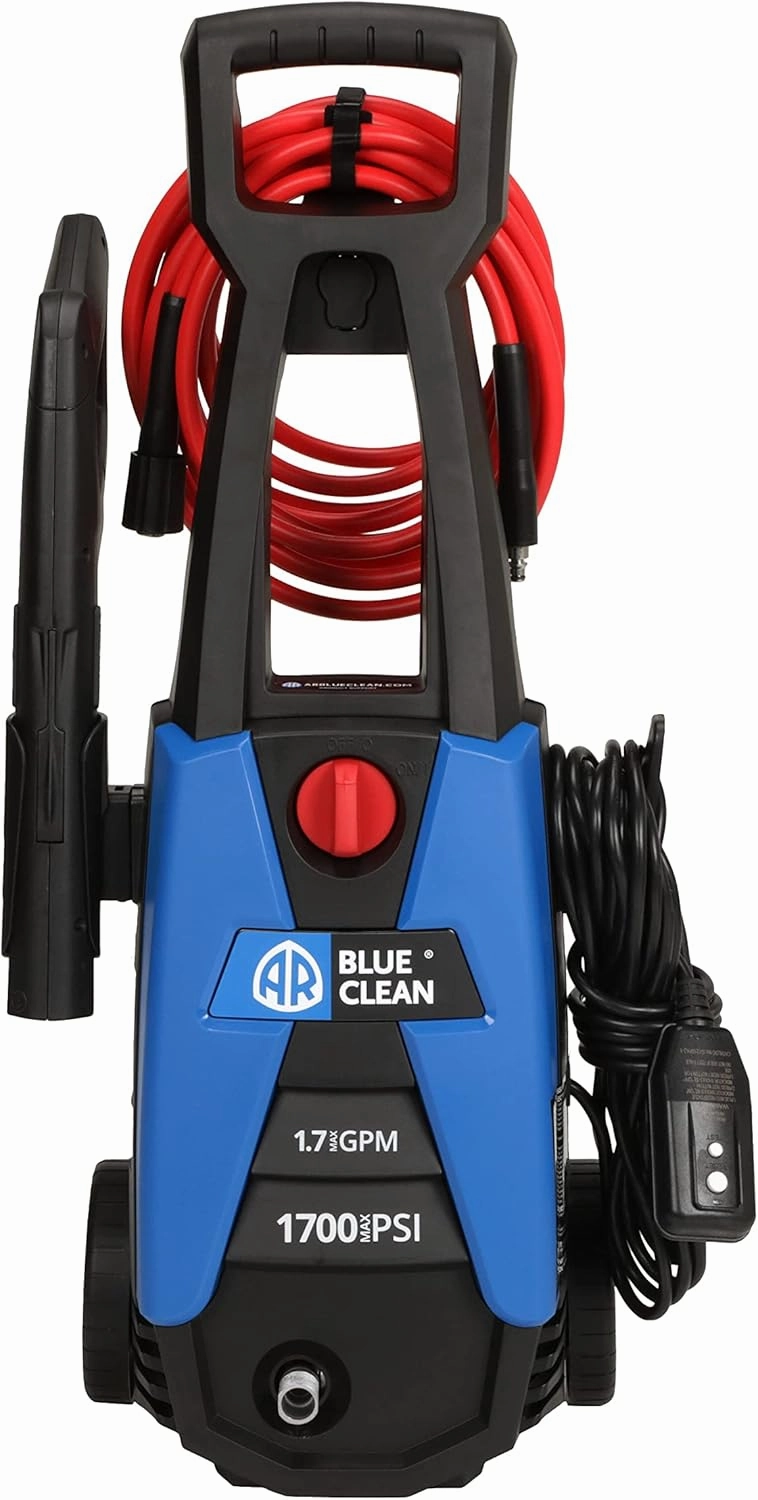 AR Blue Clean, BC142HS Electric Pressure Washer, 1700 PSI, 1.7 GPM, 11 AMP, 15 Degree Nozzle, Easy Squeeze Spray Gun, Foam Cannon, Extension Lance, 25' Hose, Compact Ergonomic Handle Design, 18 Lbs