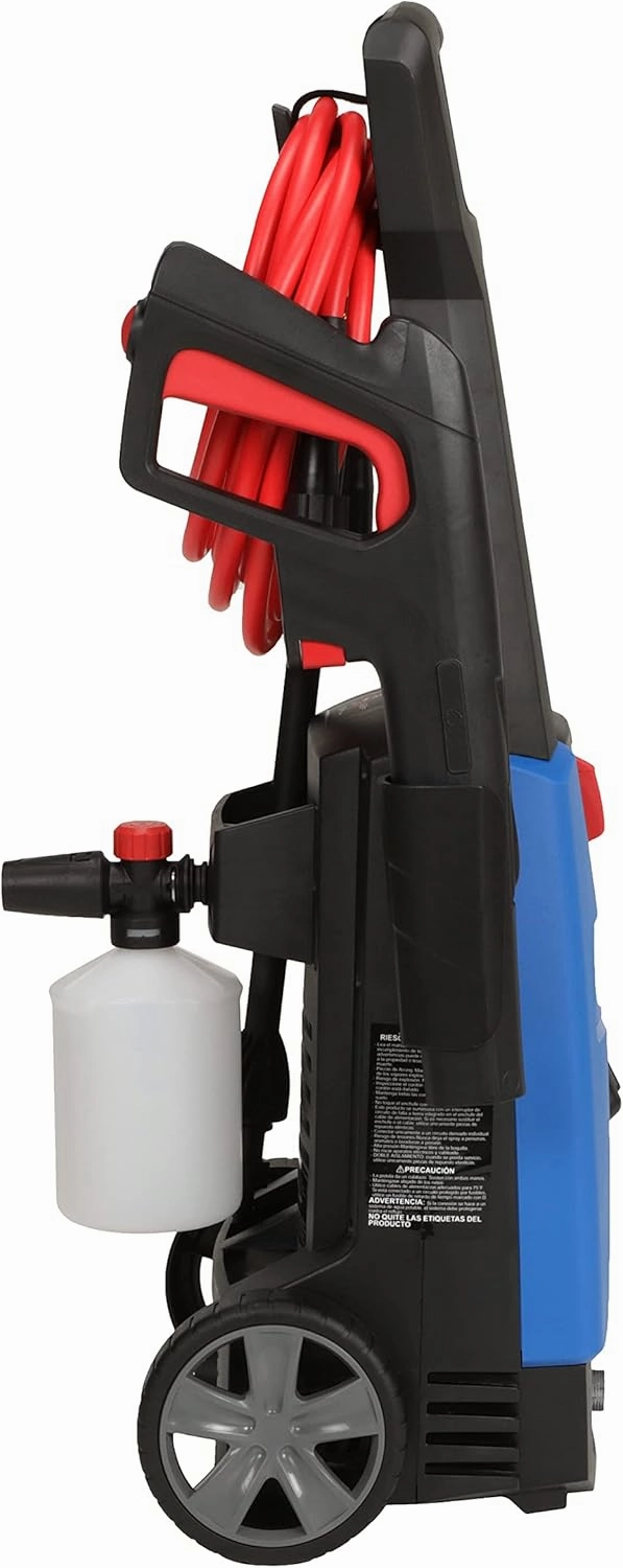 AR Blue Clean, BC142HS Electric Pressure Washer, 1700 PSI, 1.7 GPM, 11 AMP, 15 Degree Nozzle, Easy Squeeze Spray Gun, Foam Cannon, Extension Lance, 25' Hose, Compact Ergonomic Handle Design, 18 Lbs
