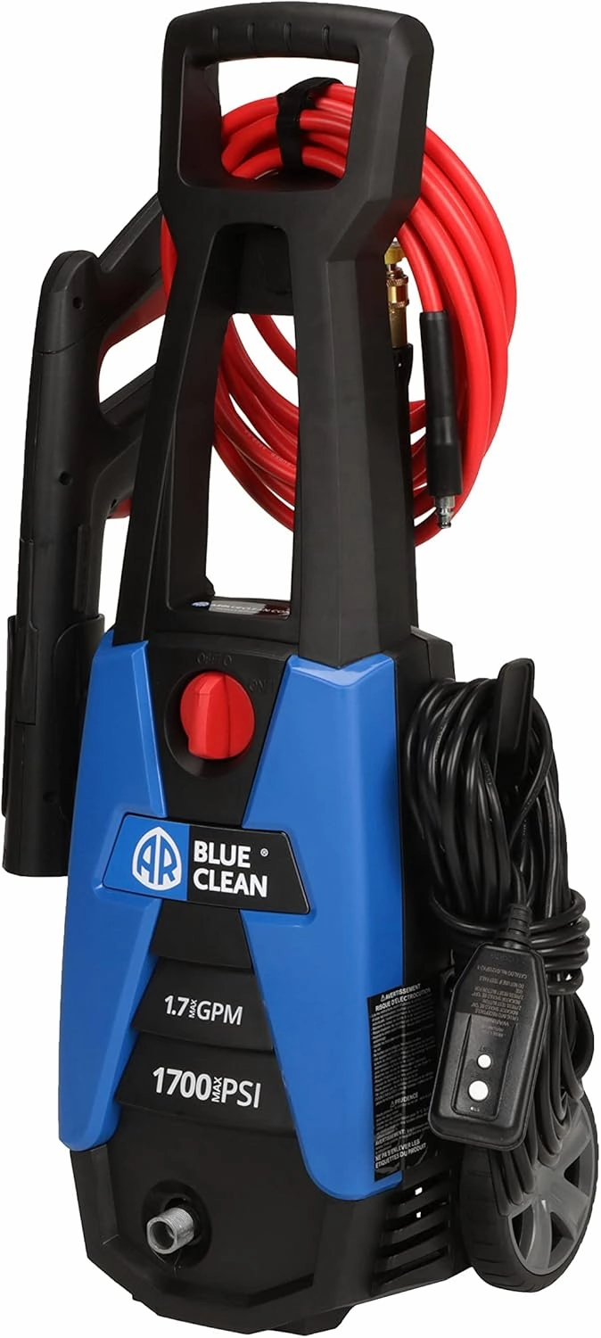 AR Blue Clean, BC142HS Electric Pressure Washer, 1700 PSI, 1.7 GPM, 11 AMP, 15 Degree Nozzle, Easy Squeeze Spray Gun, Foam Cannon, Extension Lance, 25' Hose, Compact Ergonomic Handle Design, 18 Lbs