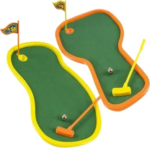 ArtCreativity Mini Golf Playset, Set of 2, Golf Toys for Kids and Adults with 2 Putters, 3 Balls, 1 Flag Stick, and 1 Bordered Green Per Set, Office Desk Decorations and Desktop Games