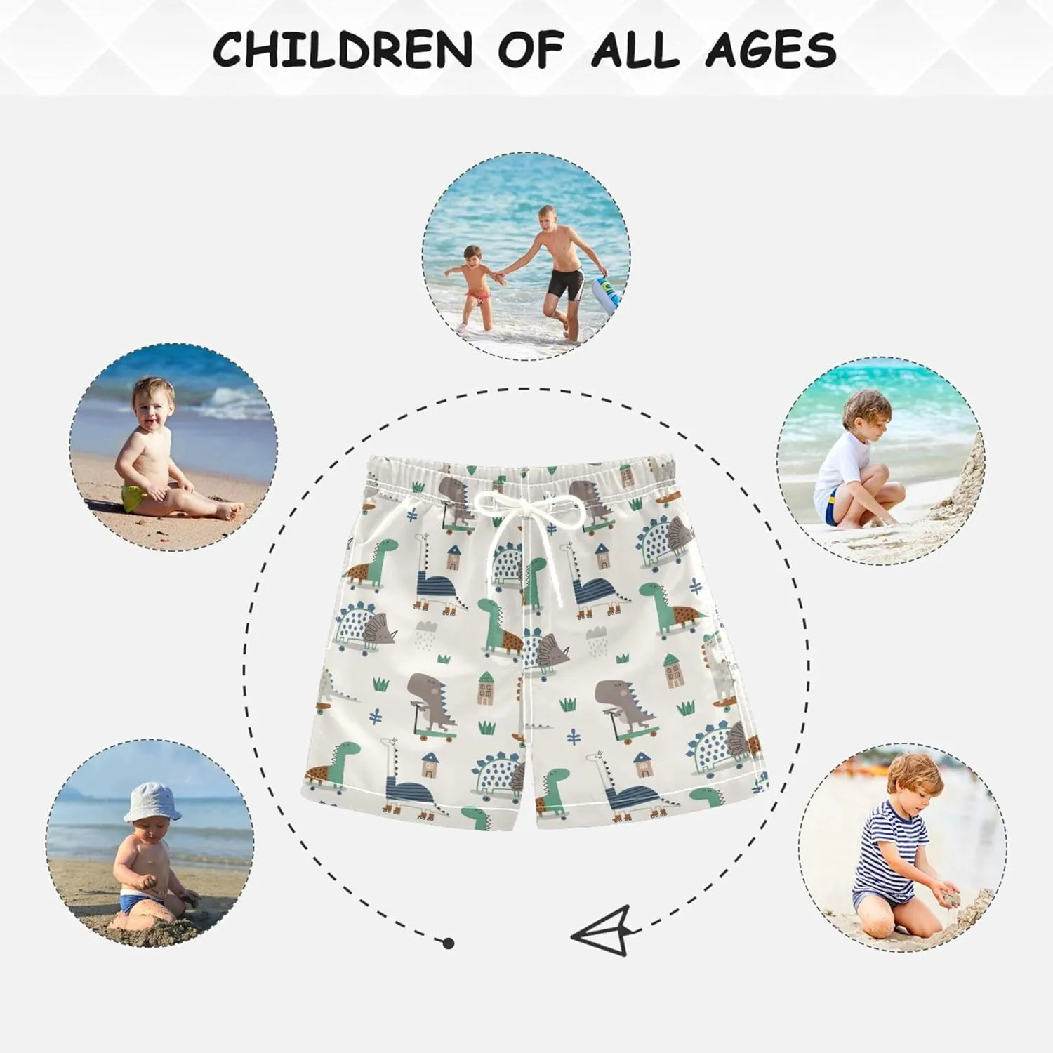 Aslsiy Boys' Swim Trunks Boys Beach Board Shorts Girls Girls Quick Dry Swimwear 2-12T