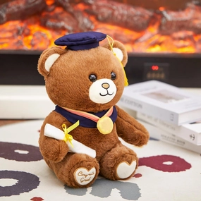 Athoinsu 12" Graduation Bear Class of 2025 Brown Stuffed Animal Bear Plush Pillow with Black Grad Cap Soft Bear Graduation Decor Gifts for Kindergarten High School Boys, Girls, Adults.
