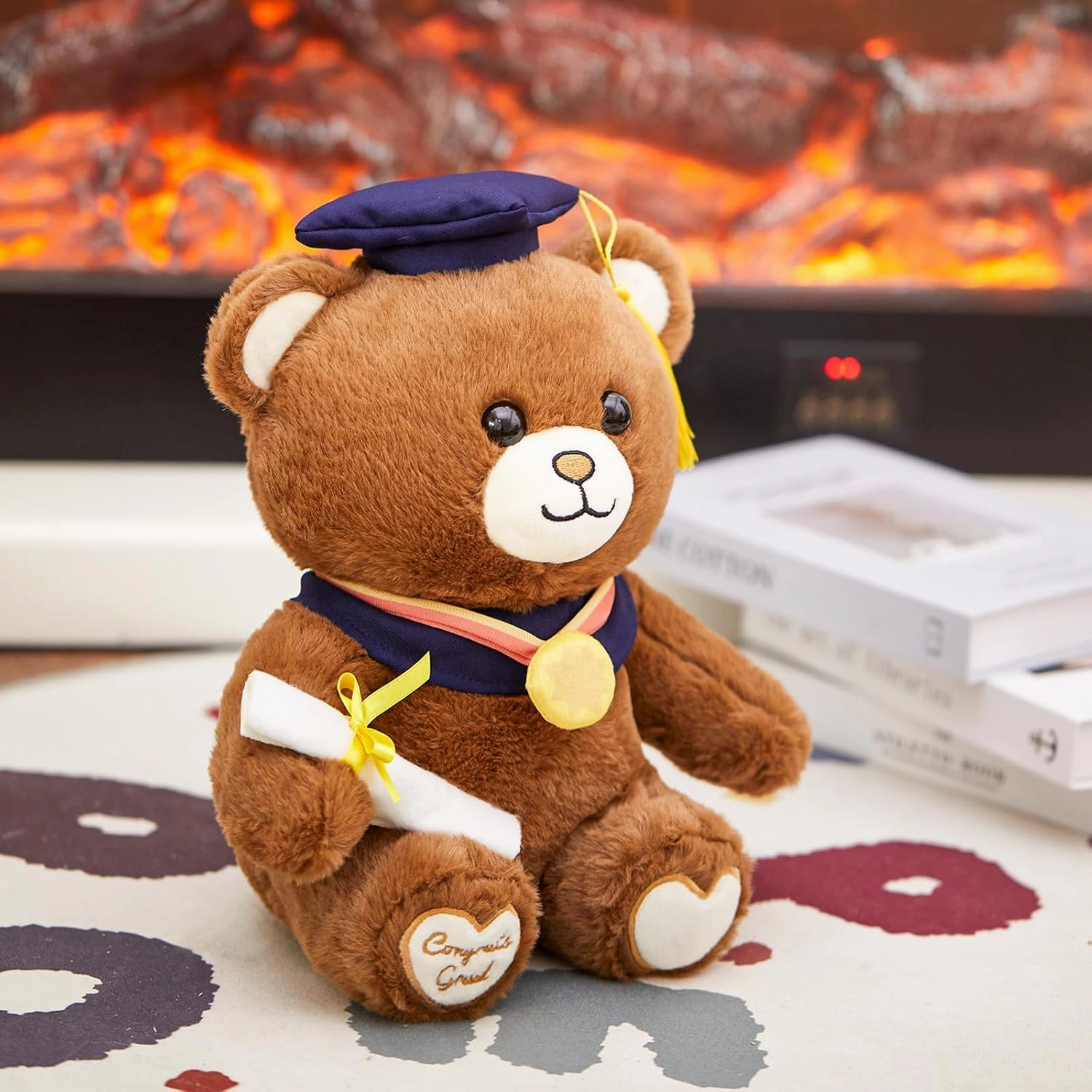 Athoinsu 12" Graduation Bear Class of 2025 Brown Stuffed Animal Bear Plush Pillow with Black Grad Cap Soft Bear Graduation Decor Gifts for Kindergarten High School Boys, Girls, Adults.