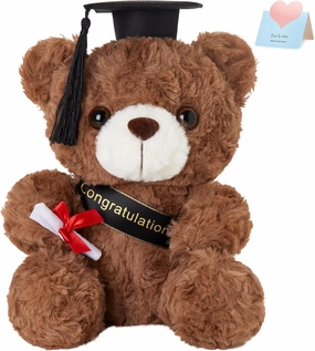 Athoinsu 9" Graduation Bear Class of 2025 Teddy Bear Stuffed Animal with Black Grad Cap Soft Dark Brown Kindergarten Preschool High School College Graduation Gift for Boys and Girls