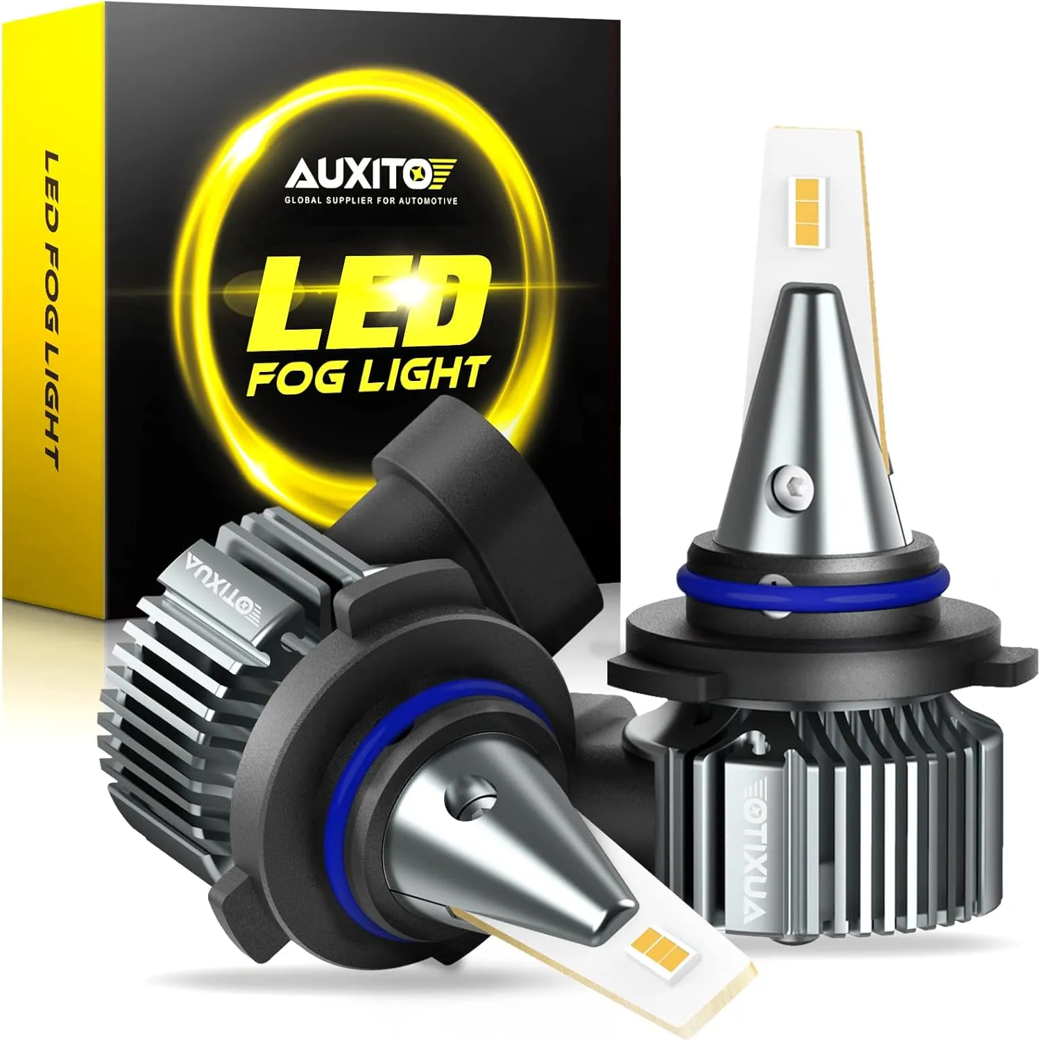 AUXITO 9006 HB4 LED Fog Light Bulbs, 6000LM High Brightness, 6500K Cool White with CSP LED Chips, Daytime Running Lights DRL Bulbs for Cars, Trucks, IP67, Pack of 2