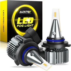AUXITO 9006 HB4 LED Fog Light Bulbs, 6000LM High Brightness, 6500K Cool White with CSP LED Chips, Daytime Running Lights DRL Bulbs for Cars, Trucks, IP67, Pack of 2