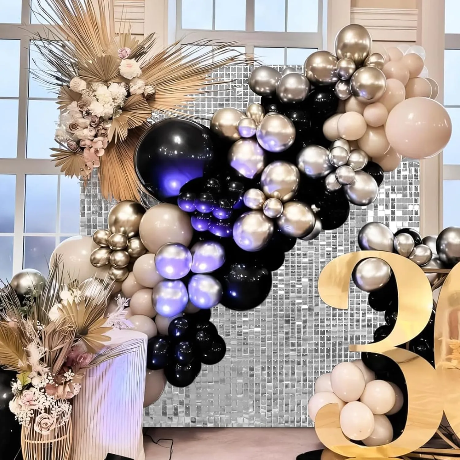 Avezano Silver Shimmer Wall Backdrop 24PCS Sequin Backdrop Shimmer Wall Panels for Birthday Wedding Bachelorette Anniversary Party Photo Decorations