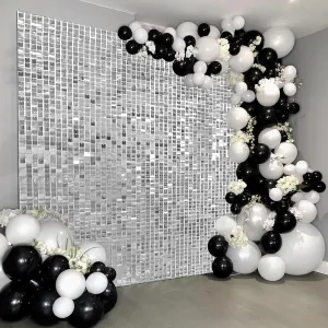 Avezano Silver Shimmer Wall Backdrop 24PCS Sequin Backdrop Shimmer Wall Panels for Birthday Wedding Bachelorette Anniversary Party Photo Decorations
