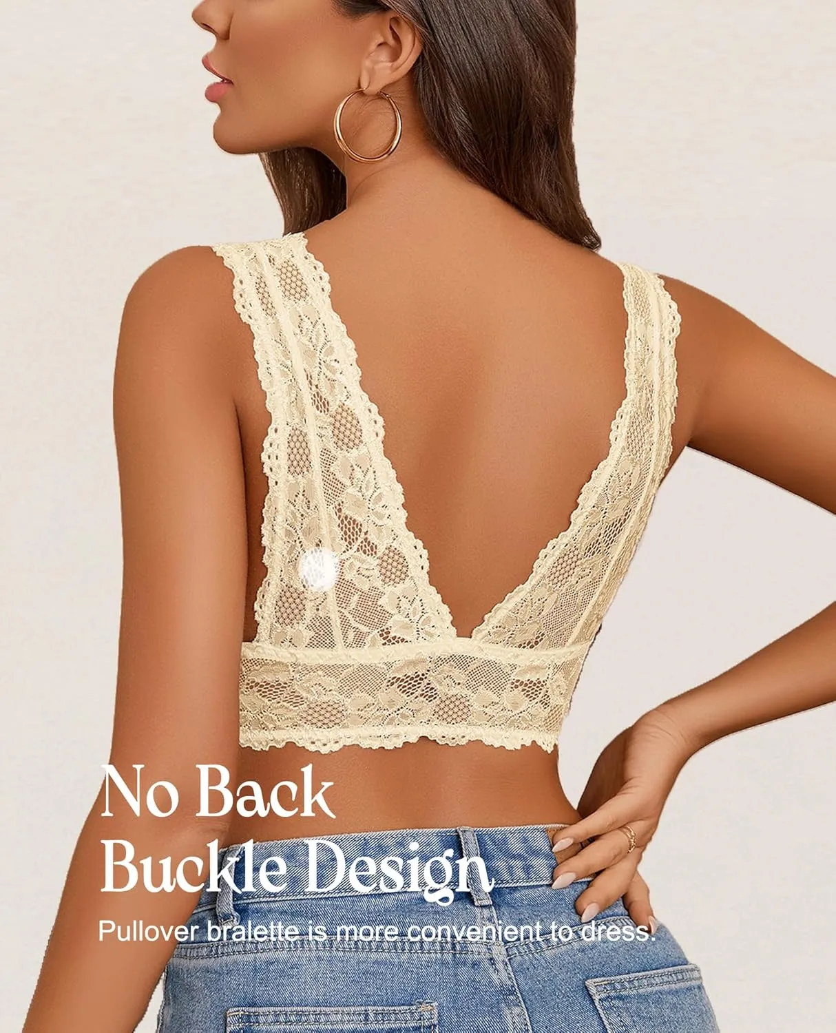 Avidlove Bralettes for Women Lace Bra Non Padded Longline Bralette Deep V Triangle Sexy Everyday Lingerie Bras