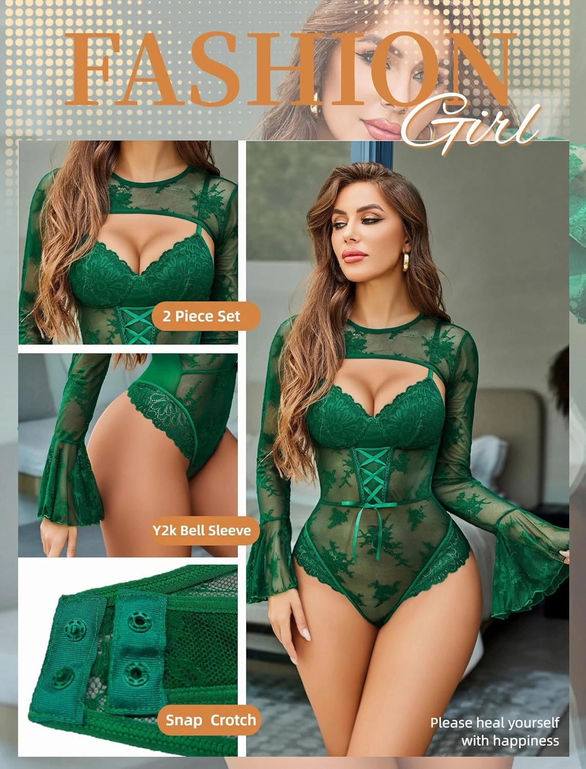 Avidlove Women Lace Bodysuit with Crop Top Sexy Going Out Bodysuit Floral Lace Lingerie Set Sexy Rave Outfits