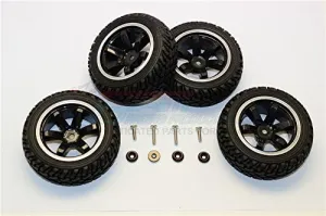 Axial Yeti Jr. SCORE Trophy Truck (AX90052) / Yeti Jr. Maverick (AXI90069) Upgrade Parts 6 Poles Wheels Tire Set - 4Pcs Set Black