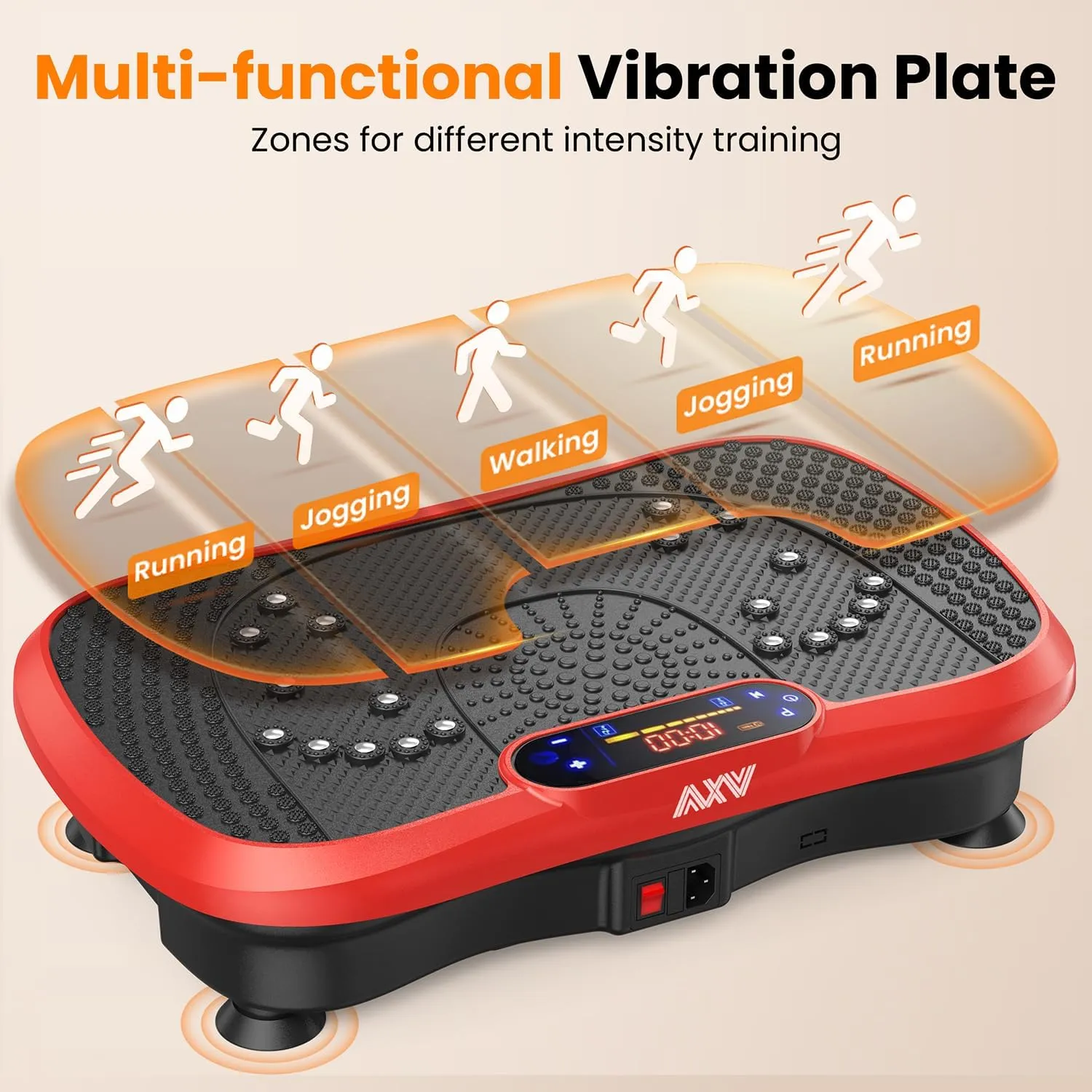 AXV Vibration Plate Fitness Platform Exercise Machine Vibrating Lymphatic Drainage Shaking Full Body Shaker Workout Vibrate Stand Shake Board Sport Gym for Weight Loss Fat Burner for Women Men