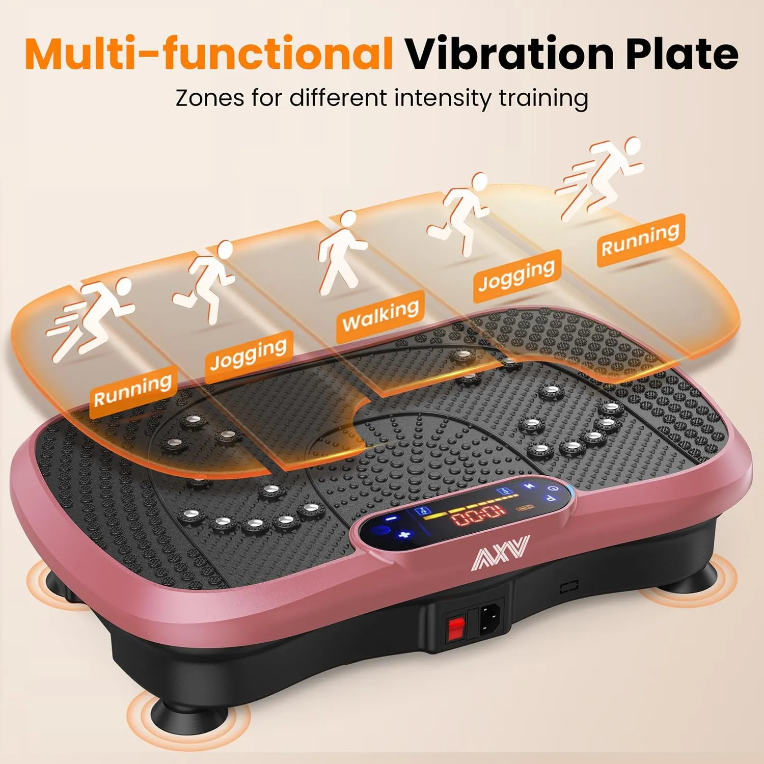 AXV Vibration Plate Fitness Platform Exercise Machine Vibrating Lymphatic Drainage Shaking Full Body Shaker Workout Vibrate Stand Shake Board Sport Gym for Weight Loss Fat Burner for Women Men