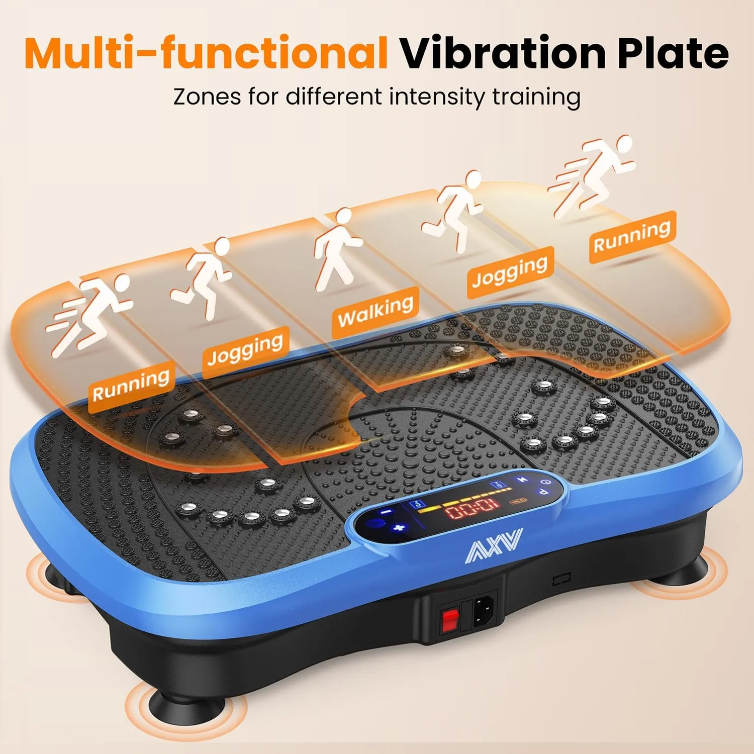 AXV Vibration Plate Fitness Platform Exercise Machine Vibrating Lymphatic Drainage Shaking Full Body Shaker Workout Vibrate Stand Shake Board Sport Gym for Weight Loss Fat Burner for Women Men