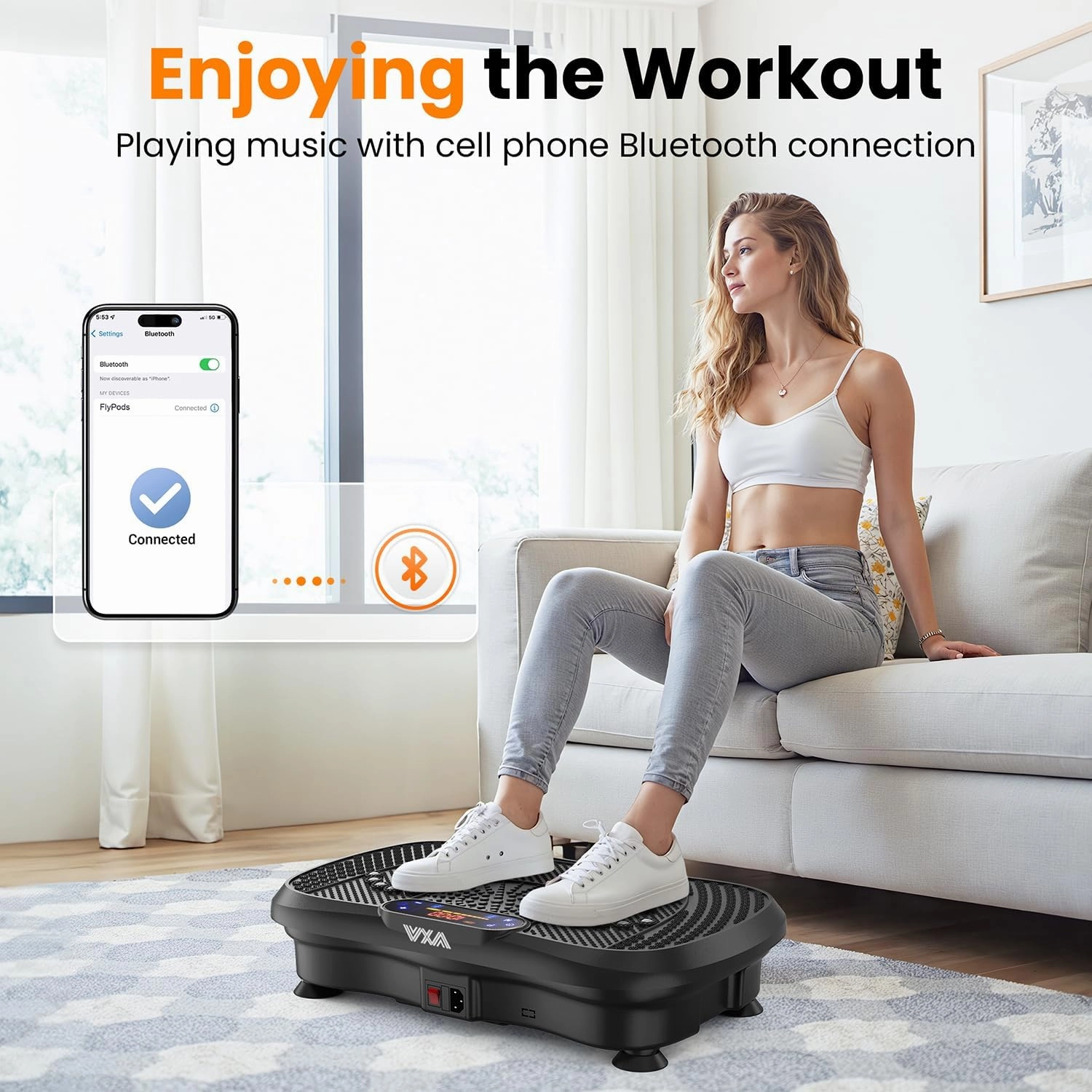 AXV Vibration Plate Fitness Platform Exercise Machine Vibrating Lymphatic Drainage Shaking Full Body Shaker Workout Vibrate Stand Shake Board Sport Gym for Weight Loss Fat Burner for Women Men