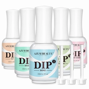 AZUREBEAUTY 5 3 Pcs Dip Powder Liquid Set - 15ml/0.5oz Large Capacity Dip Base Coat, Top Coat, Bond, Activator, Brush Saver for Dip Nail Kit Salon Home No Nail Lamp Needed