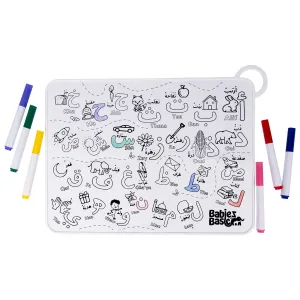 Babies Basic Reusable Silicone Colouring Mat with Pens and Travel Case - Arabic Alphabet Design