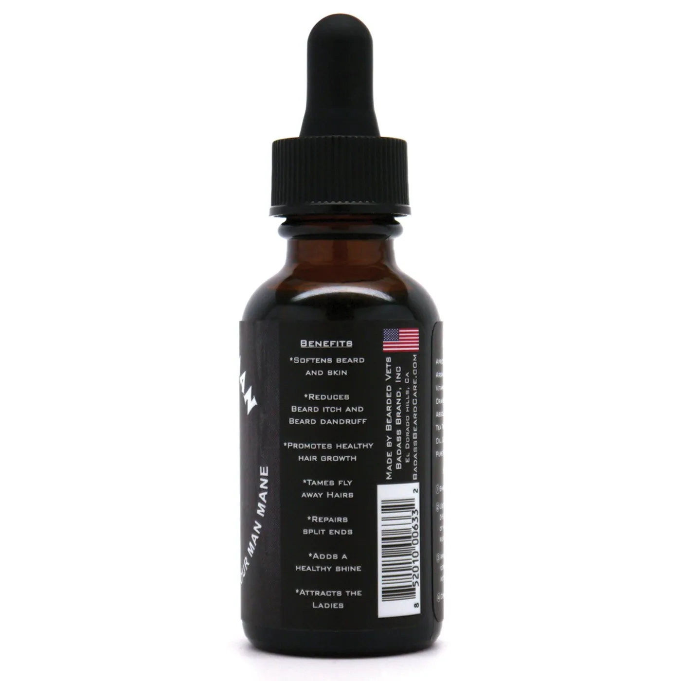 Badass Beard Care's Badass Beard Oil 4 Pack For Men - All Natural Ingredients, Keeps Beard and Mustache Full, Soft and Healthy, Reduce Itchy, Flaky Skin, Promote Healthy Growth