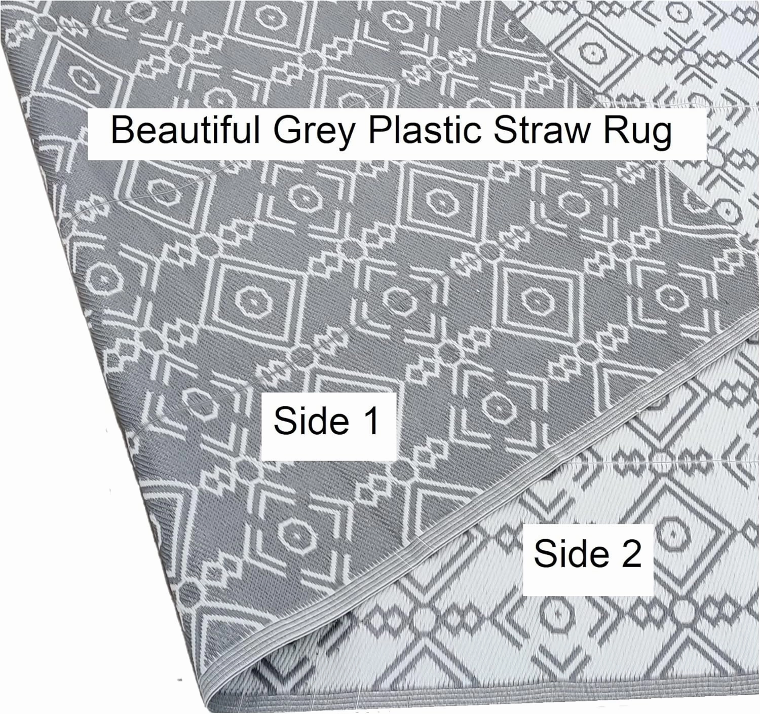 BalajeesUSA Outdoor Rug - 5x7 Grey Reversible Recycled Plastic Straw Patio Decor Waterproof Large RV Camper mat Camping 7032