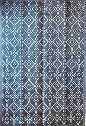 BalajeesUSA Outdoor Rug - 5x7 Grey Reversible Recycled Plastic Straw Patio Decor Waterproof Large RV Camper mat Camping 7032