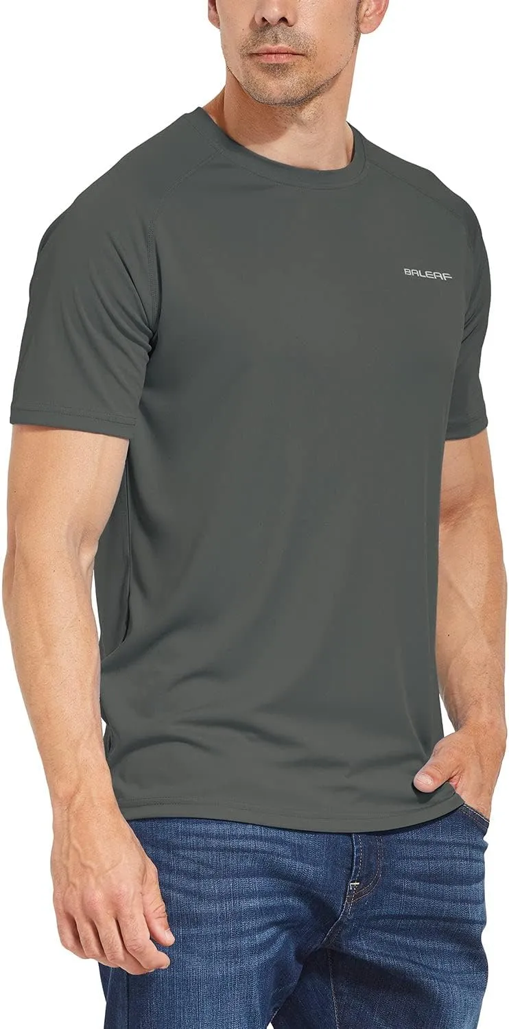 baleaf Men's UPF 50  Short Sleeve Shirts Lightweight Sun Protection SPF T-Shirts Fishing Hiking Running