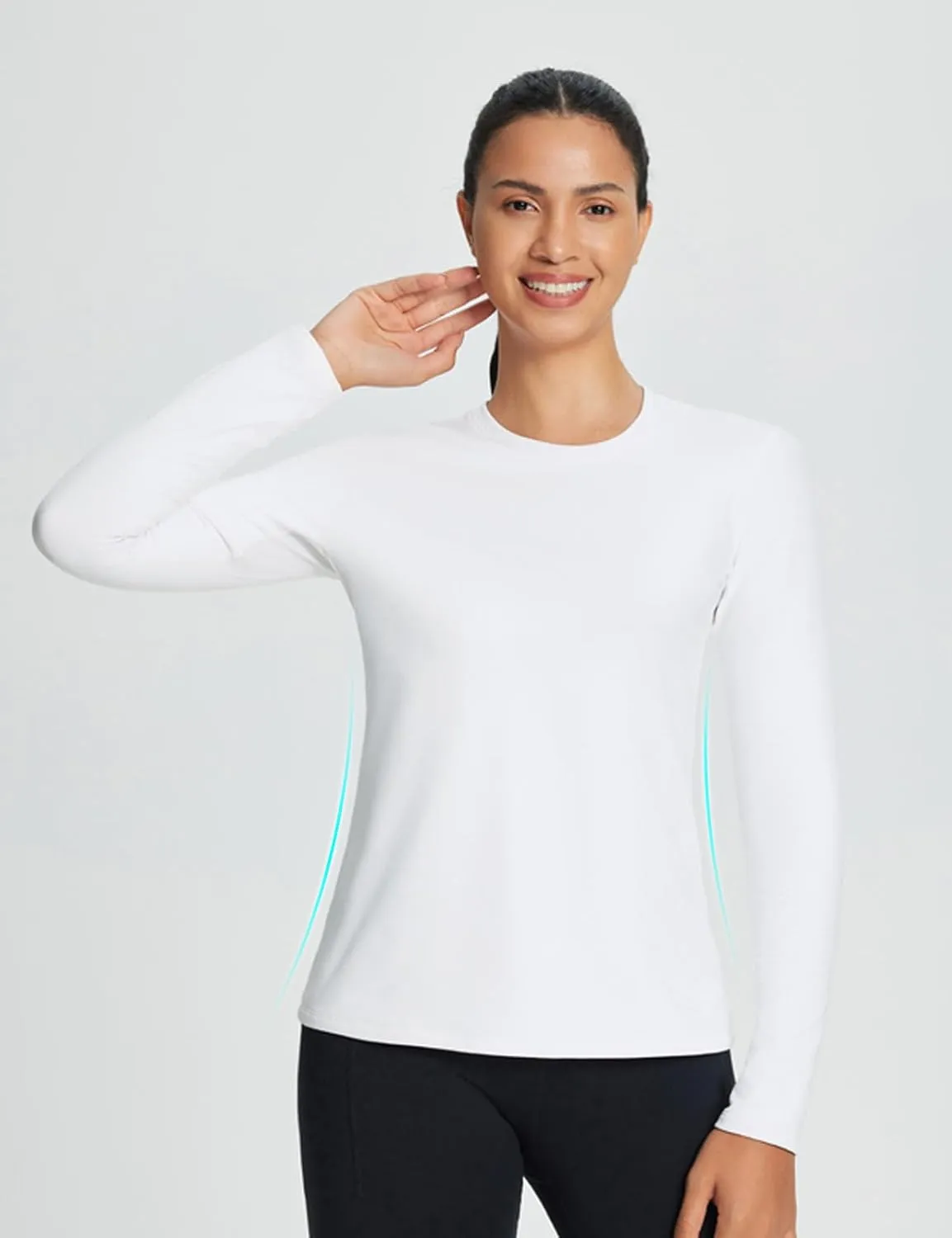 baleaf Women's Thermal Shirts Crewneck Fleece Lined Long Sleeve Tops Running Workout Ski Base Layer Winter Cold Weather