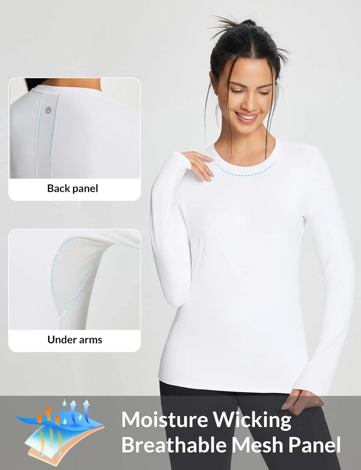 baleaf Women's Thermal Shirts Crewneck Fleece Lined Long Sleeve Tops Running Workout Ski Base Layer Winter Cold Weather