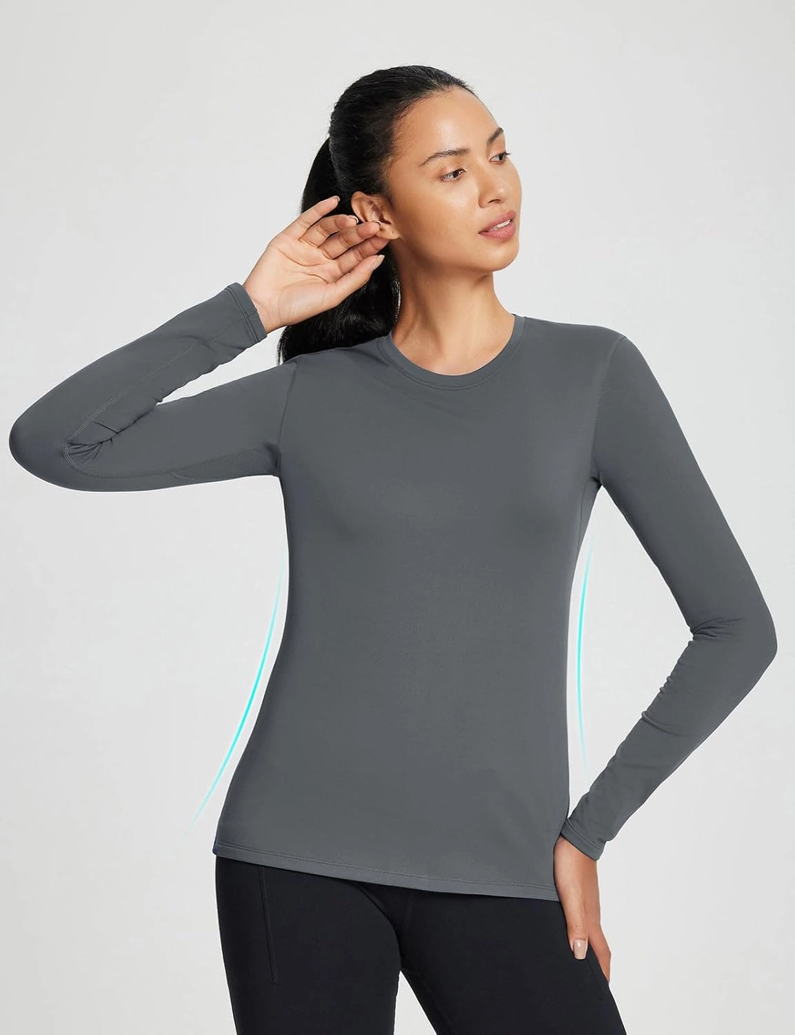 baleaf Women's Thermal Shirts Crewneck Fleece Lined Long Sleeve Tops Running Workout Ski Base Layer Winter Cold Weather