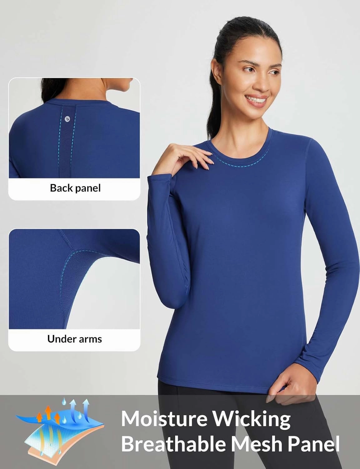 baleaf Women's Thermal Shirts Crewneck Fleece Lined Long Sleeve Tops Running Workout Ski Base Layer Winter Cold Weather