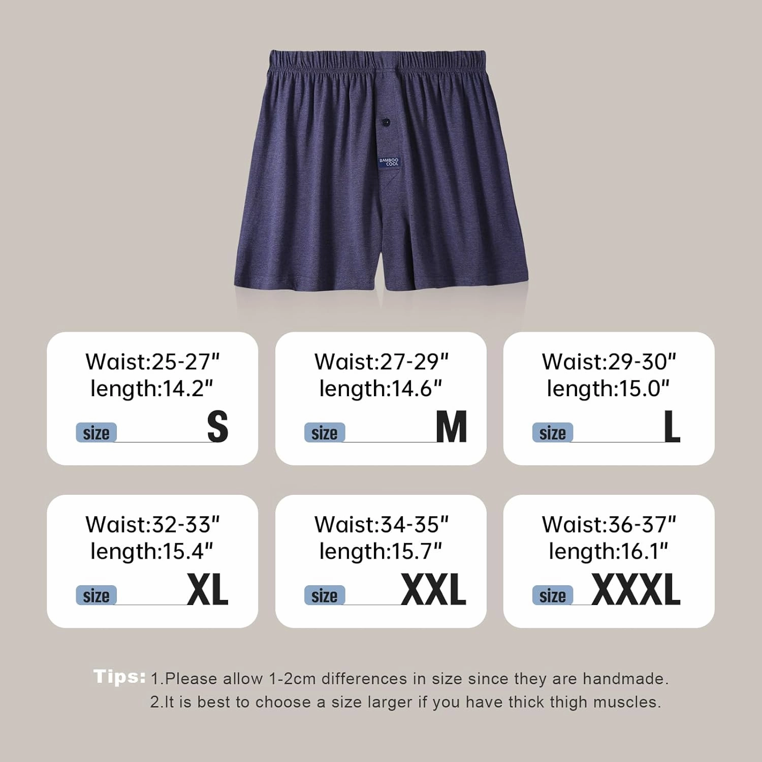 BAMBOO COOL Men's Boxer Short 3-Pack Bamboo Boxers for Men Classic Relaxed Fit Stretch Short
