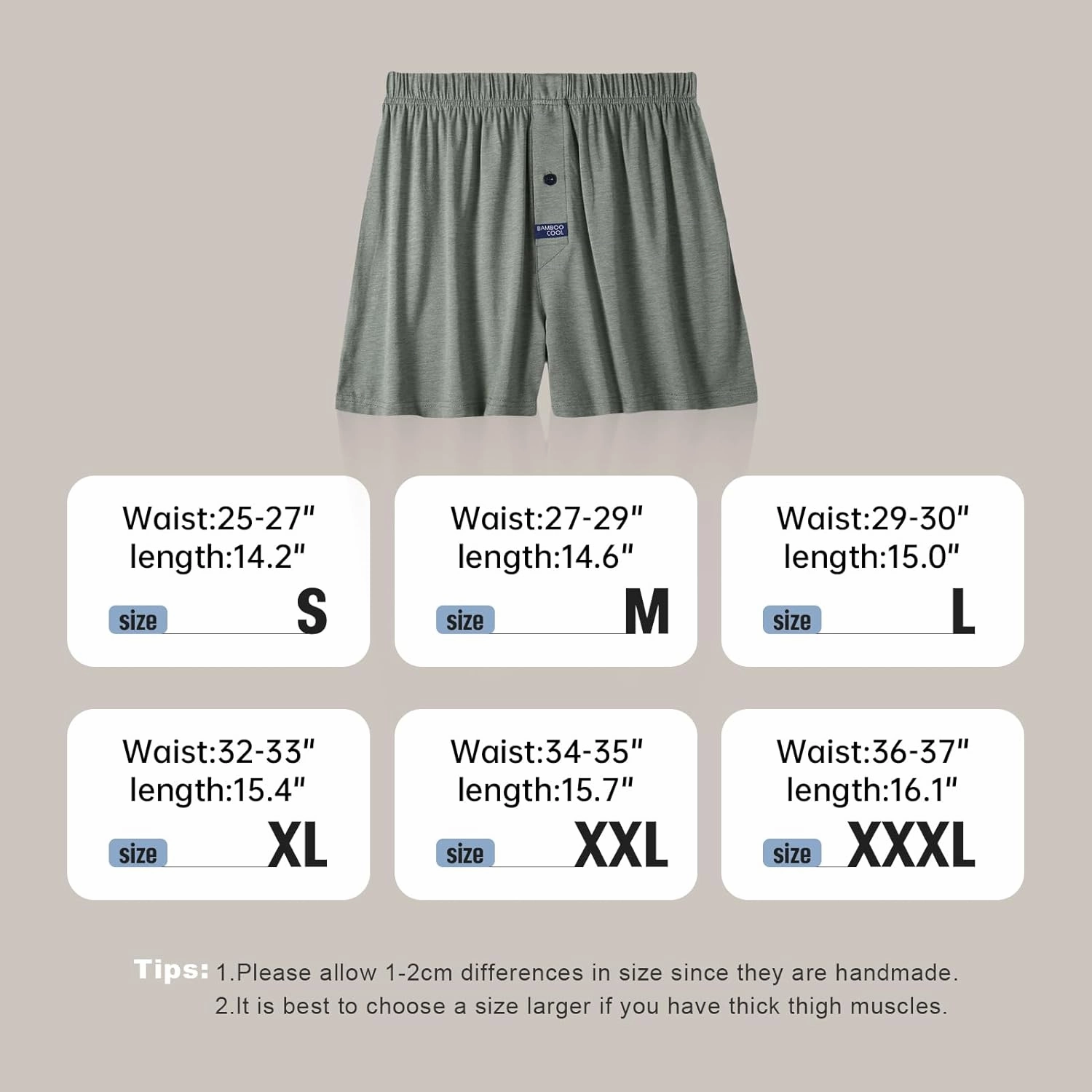 BAMBOO COOL Men's Boxer Short 3-Pack Bamboo Boxers for Men Classic Relaxed Fit Stretch Short
