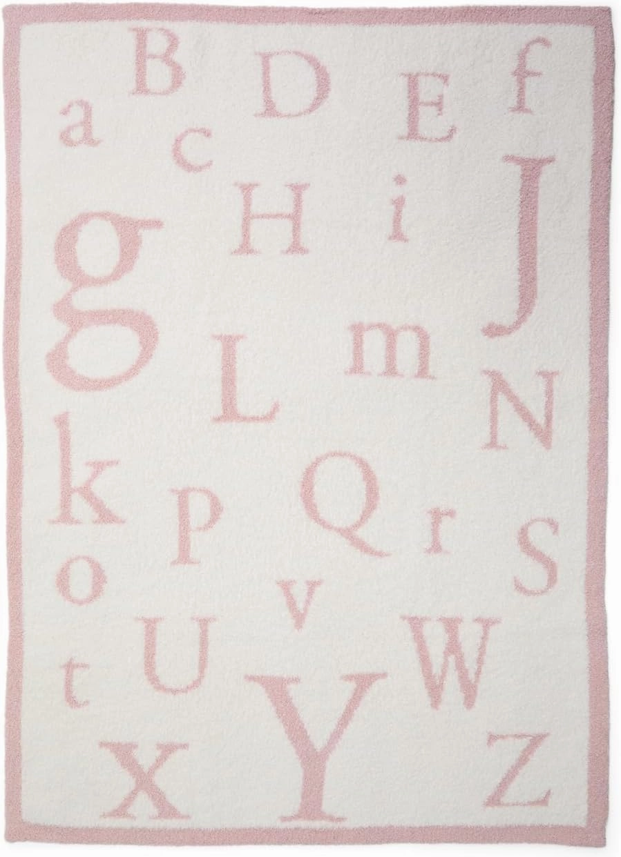 Barefoot Dreams Unisex CozyChic® ABC Blanket Dusty Rose/Cream Baby