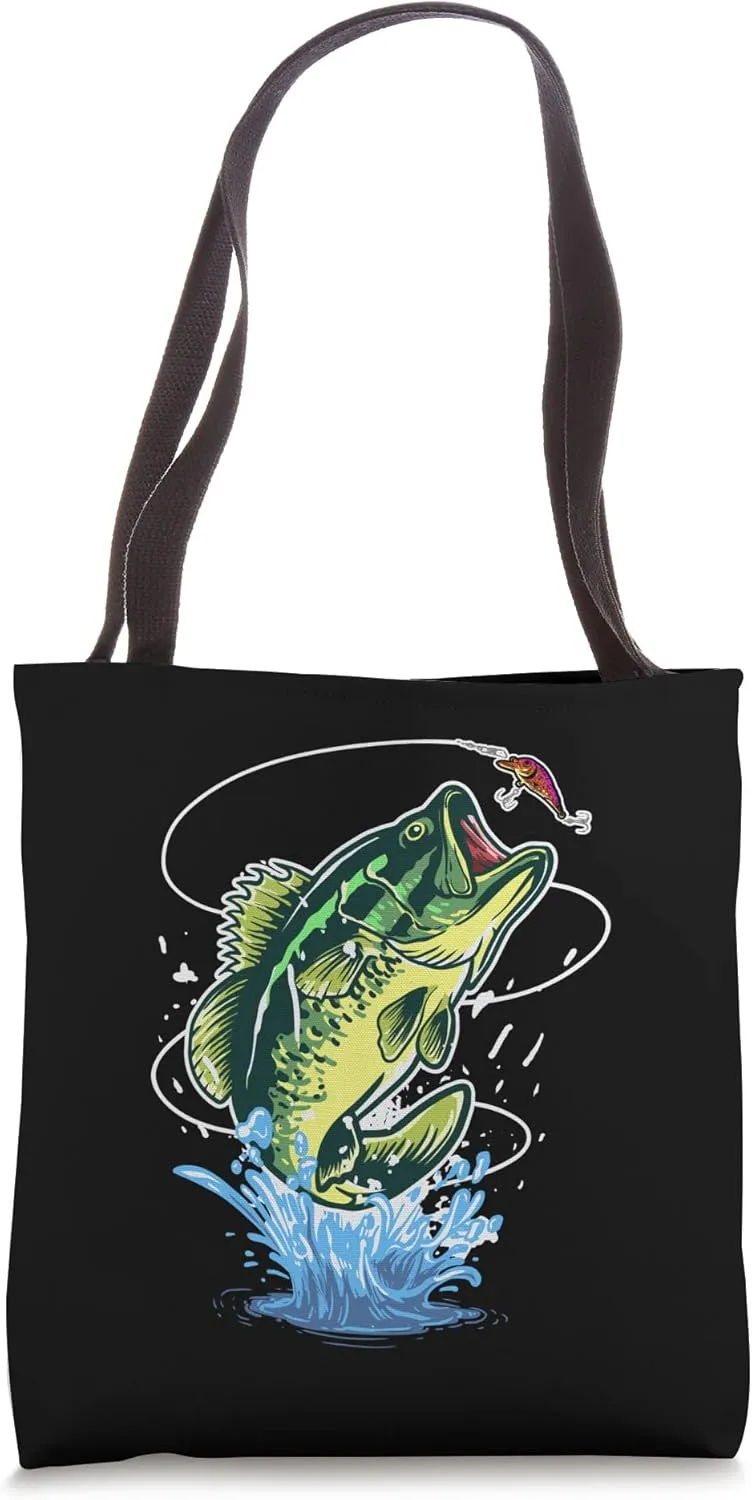 Bass Fishing Fisher Lures Bass Fish Tote Bag