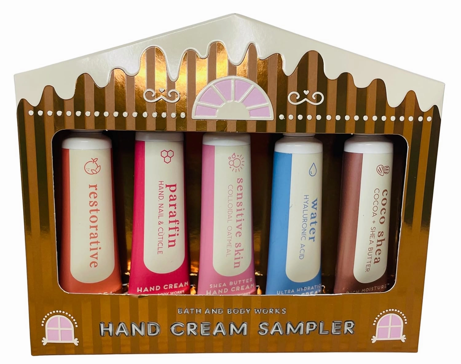 Bath & Body Works Assorted Hand Cream Mini Gift Set - Restorative, Water, Shea, Sensitive, and Paraffin - Set of 5