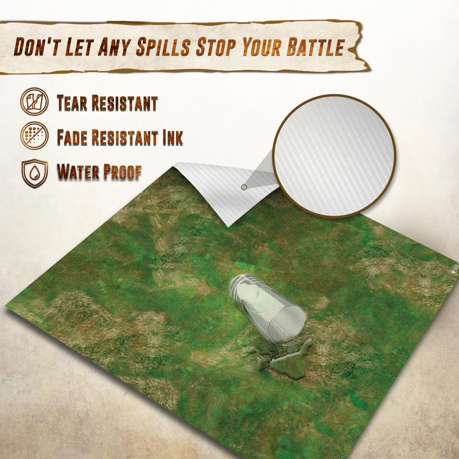 Battle Game Mat - 48x48 - Dungeons Tabletop Dragons Dice Role Playing Map - Wargaming RPG Warfare 40k Flames War - Reusable Miniature Figure Board Games - Warhammer Gaming Vinyl Mat
